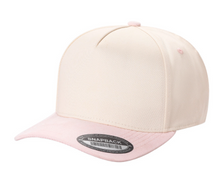 Load image into Gallery viewer, 5 Panel Suede Bill Mid Profile Baseball Cap