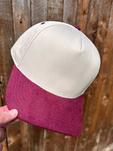 5 Panel Suede Bill Mid Profile Baseball Cap