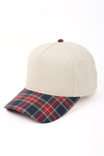 Load image into Gallery viewer, Plaid Brim Two Tone Baseball Cap: Navy
