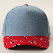 Load image into Gallery viewer, Denim With Star Print Brim Trucker Hat
