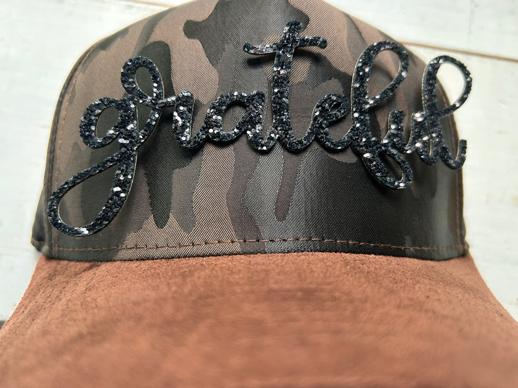 5 Panel Camo Suede Brim Baseball Cap