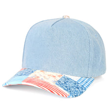 Load image into Gallery viewer, C.C Quilted Style Pattern Bill Two Tone Trucker Hat: Blue/Light Denim
