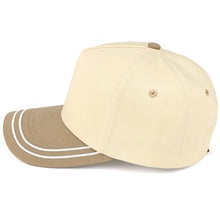 Load image into Gallery viewer, C.C Two Tone with Retro Stripe Cotton Trucker Cap: Beige

