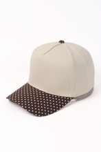 Load image into Gallery viewer, Polka Dot Printed Brim 5-Panel Two-Tone Cap – Brown
