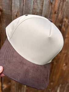 5 Panel Suede Bill Mid Profile Baseball Cap