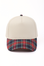 Load image into Gallery viewer, Plaid Brim Two Tone Baseball Cap: Navy
