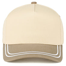 Load image into Gallery viewer, C.C Two Tone with Retro Stripe Cotton Trucker Cap: Beige
