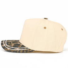 Load image into Gallery viewer, C.C Two Tone with Retro Stripe Cotton Trucker Cap: Leopard
