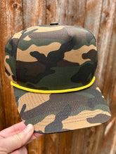 Load image into Gallery viewer, 5 Panel Camo High Frame w/ Yellow Rope
