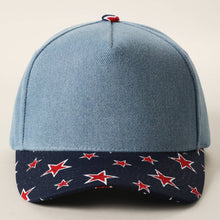 Load image into Gallery viewer, Denim With Star Print Brim Trucker Hat

