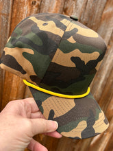 Load image into Gallery viewer, 5 Panel Camo High Frame w/ Yellow Rope
