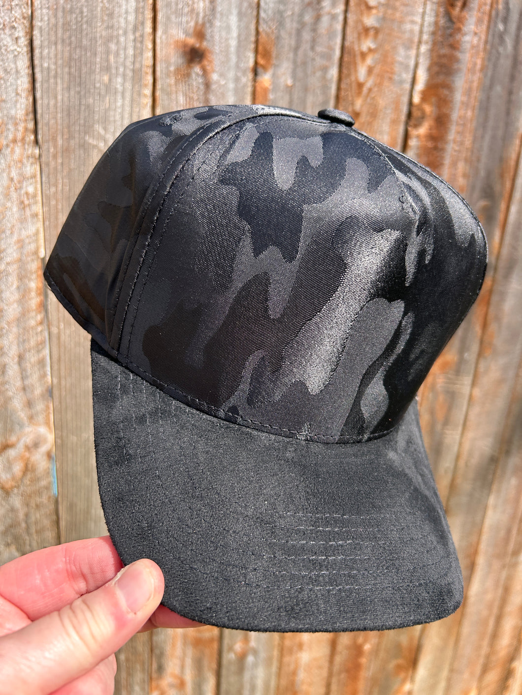 5 Panel Camo Suede Brim Baseball Cap