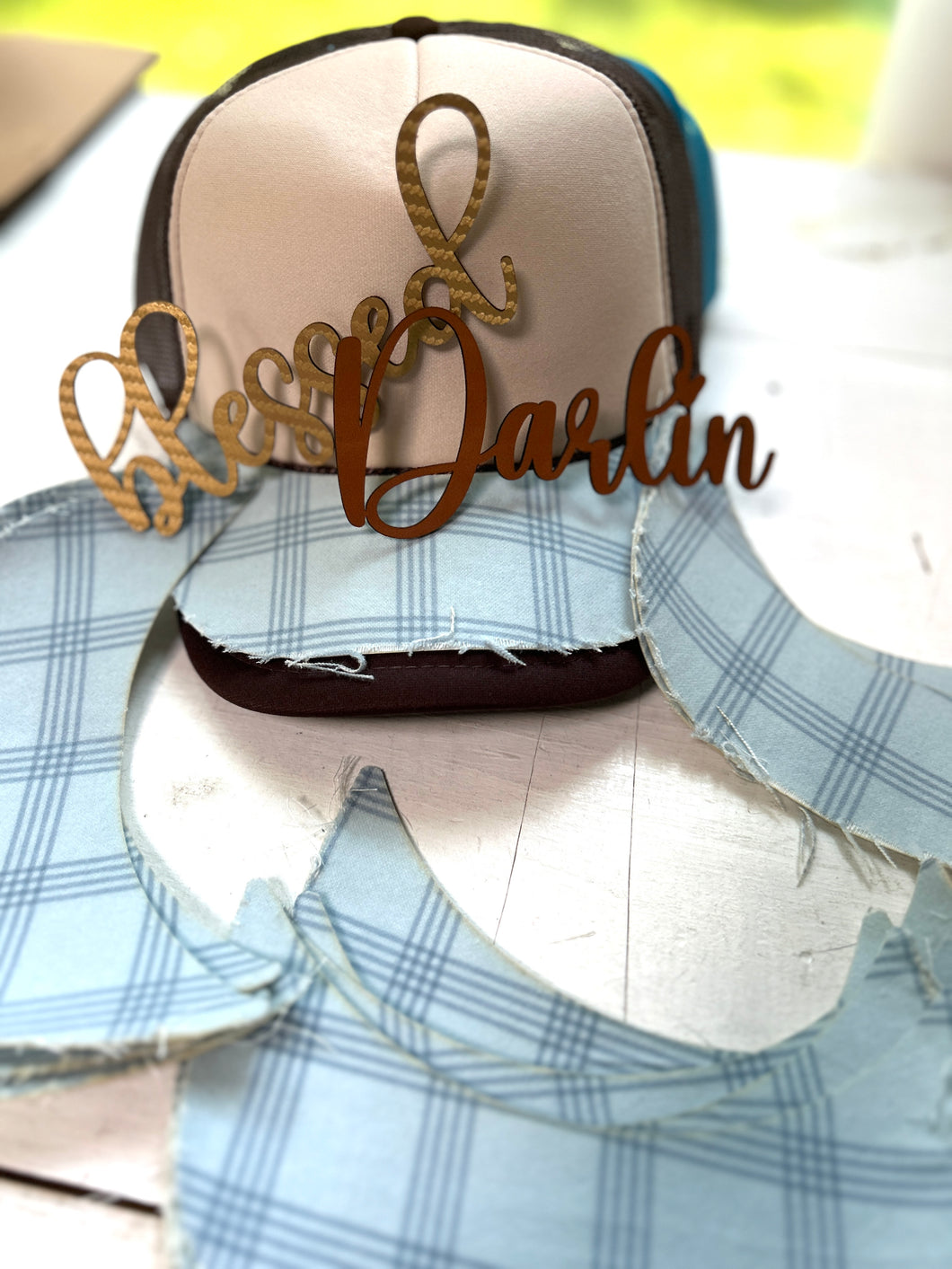 Distressed Flannel Brim Patch