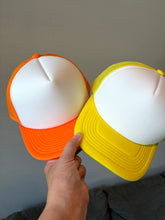 Load image into Gallery viewer, Yellow and Orange Split front Foam Trucker

