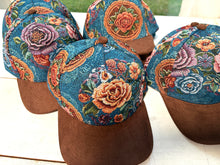 Load image into Gallery viewer, New Turquoise Floral Jacquard w/ Suede Brim
