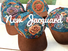 Load image into Gallery viewer, New Turquoise Floral Jacquard w/ Suede Brim
