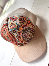 Load image into Gallery viewer, 5 Panel Paisley Jacquard Suede Brim : Tan Mesh
