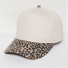 Load image into Gallery viewer, 5 Panel Small Leopard Print Brim
