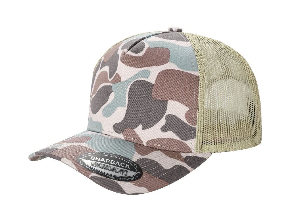 5 Panel Two Tone Camo Trucker