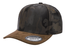 Load image into Gallery viewer, 5 Panel Camo Suede Brim Baseball Cap
