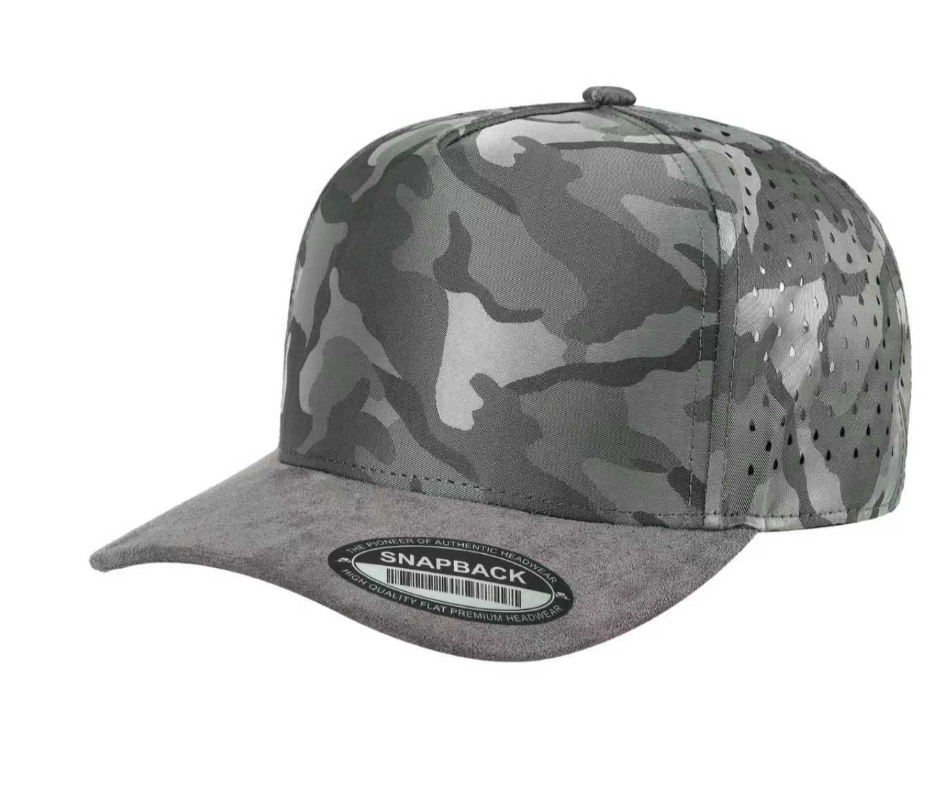 5 Panel Camo Suede Brim Laser Mesh