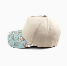 Load image into Gallery viewer, Teal Flower Pattern Brim 5 panel Canvas
