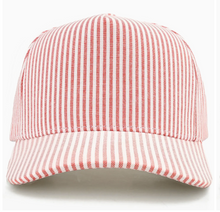 Load image into Gallery viewer, C.C All Over Stripe Pattern Two Tone Trucker Red
