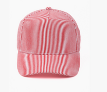 Load image into Gallery viewer, Pinstripe 5 Panel Bball Cap
