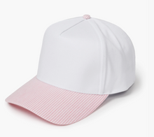 Load image into Gallery viewer, Pinstripe Brim 5 Panel Bball Cap
