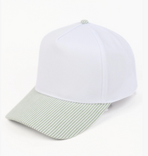 Load image into Gallery viewer, Pinstripe Brim 5 Panel Bball Cap
