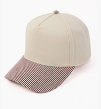 Load image into Gallery viewer, Pinstripe Brim 5 Panel Bball Cap
