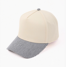 Load image into Gallery viewer, Pinstripe Brim 5 Panel Bball Cap
