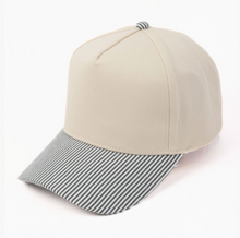 Load image into Gallery viewer, Pinstripe Brim 5 Panel Bball Cap
