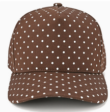 Load image into Gallery viewer, C.C Polka Dot Pattern All Over Trucker Hat: Brown
