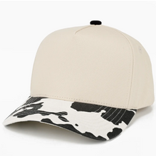 Load image into Gallery viewer, C.C Cow Pattern Print On Bill Plain Trucker Hat : Black
