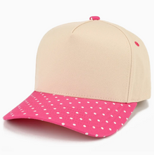 Load image into Gallery viewer, C.C Small Polka Dot Brim Two Tone Trucker Hat: Pink
