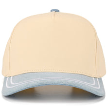 Load image into Gallery viewer, C.C Two Tone with Retro Stripe Cotton Trucker Cap: Light Denim
