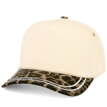Load image into Gallery viewer, C.C Two Tone with Retro Stripe Cotton Trucker Cap: Leopard
