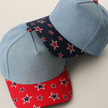 Load image into Gallery viewer, Denim With Star Print Brim Trucker Hat
